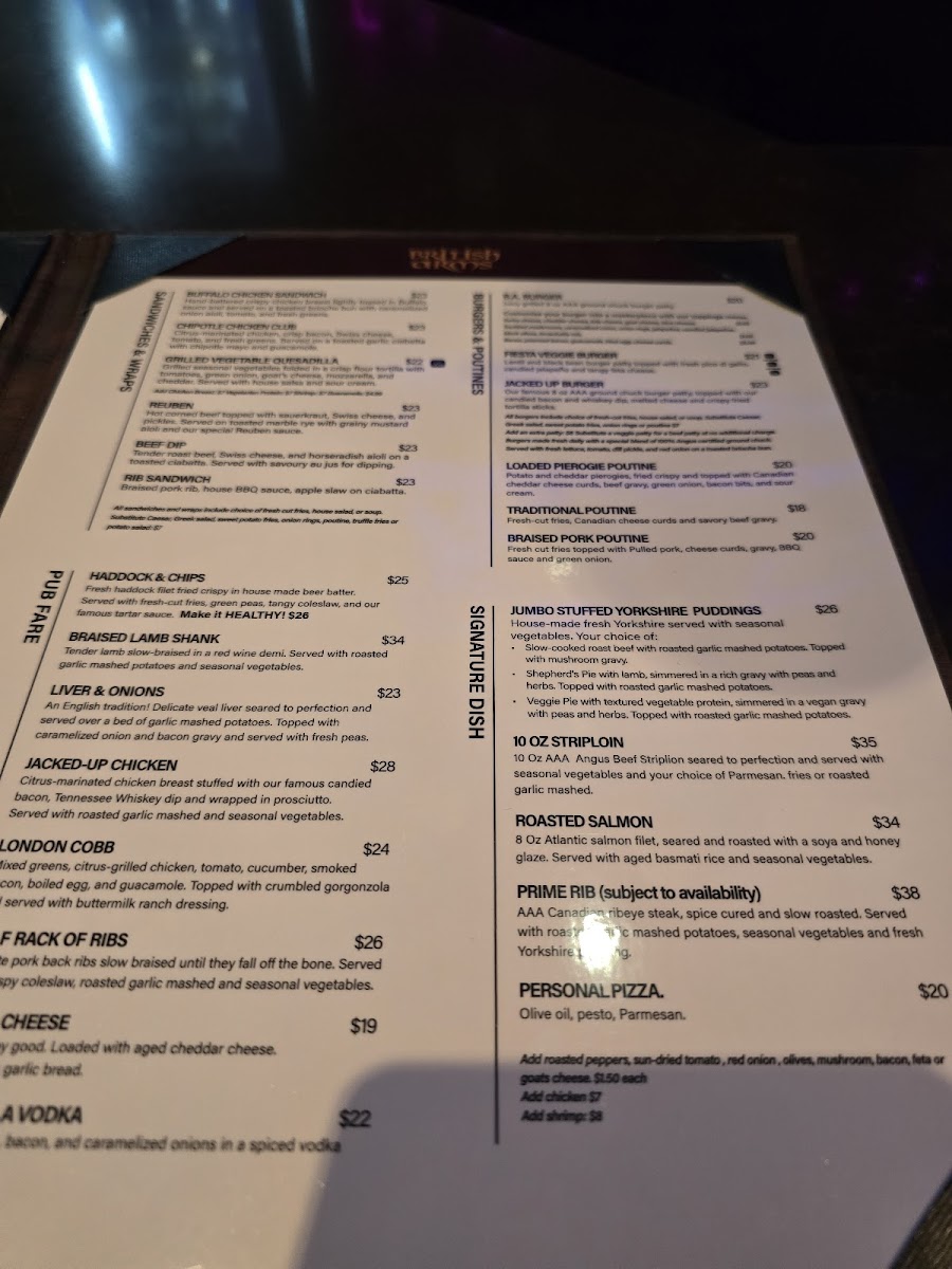 British Arms Pub Photo Menu 1
