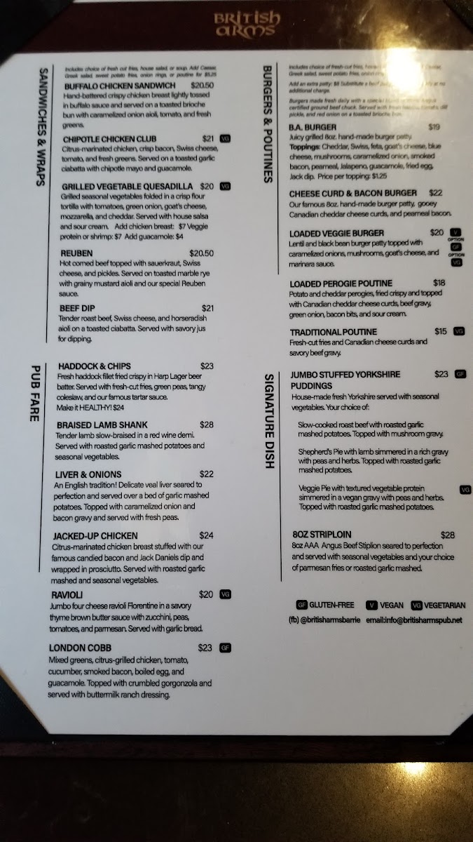 British Arms Pub Photo Menu 3