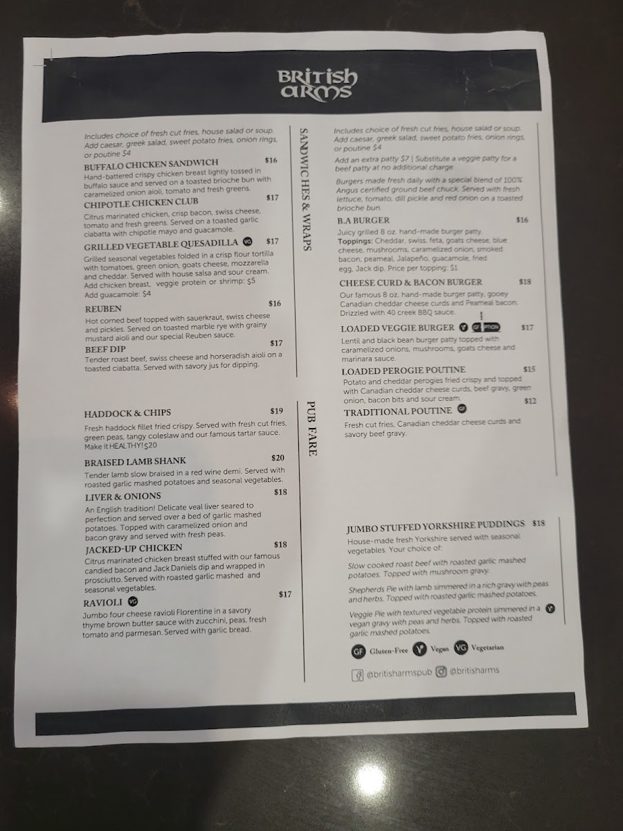 British Arms Pub Photo Menu 5