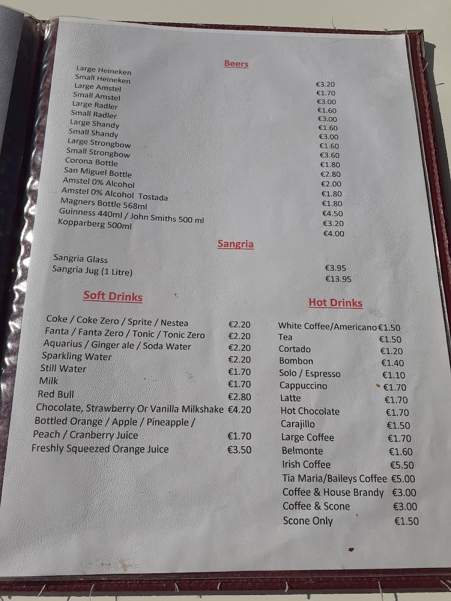 Marinasol Restaurant Cabo Roig Photo Menu 4