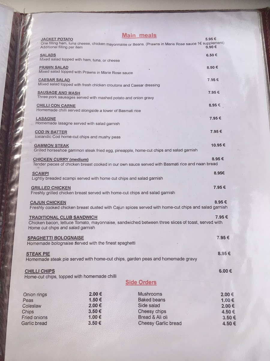 Marinasol Restaurant Cabo Roig Photo Menu 5