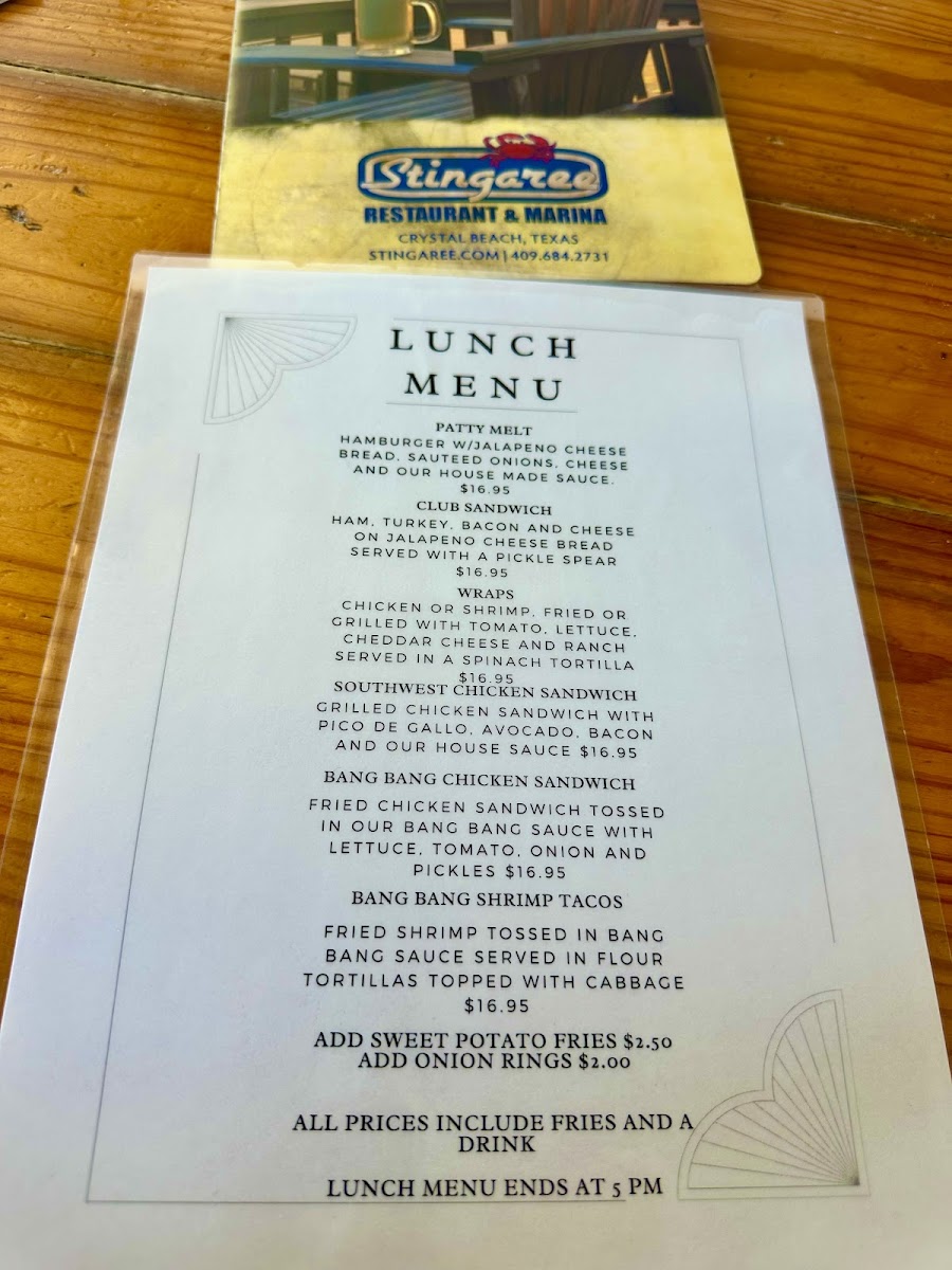 Stingaree Restaurant & Marina Photo Menu 10