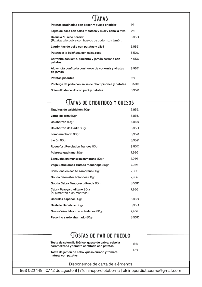 Taberna El Niño Perdido Photo Menu 4