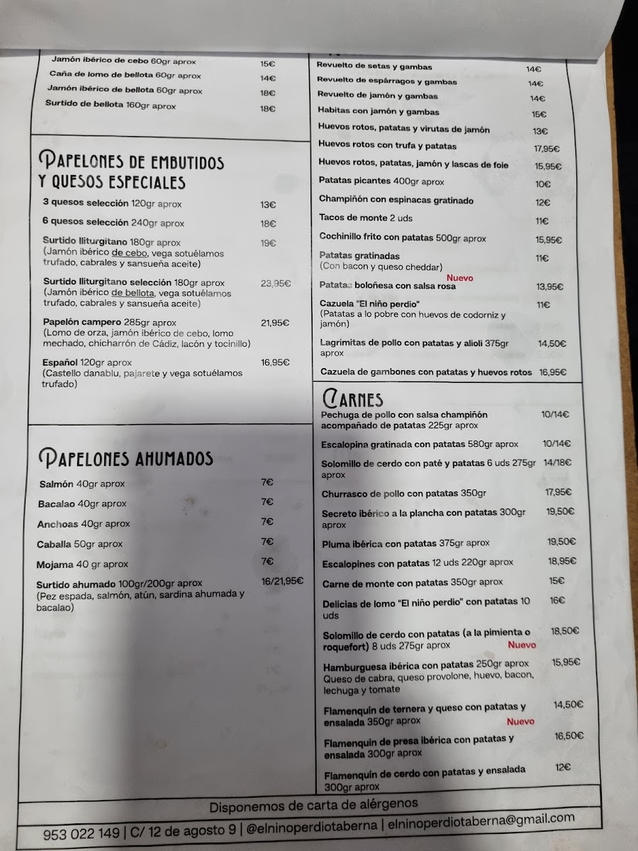 Taberna El Niño Perdido Photo Menu 5