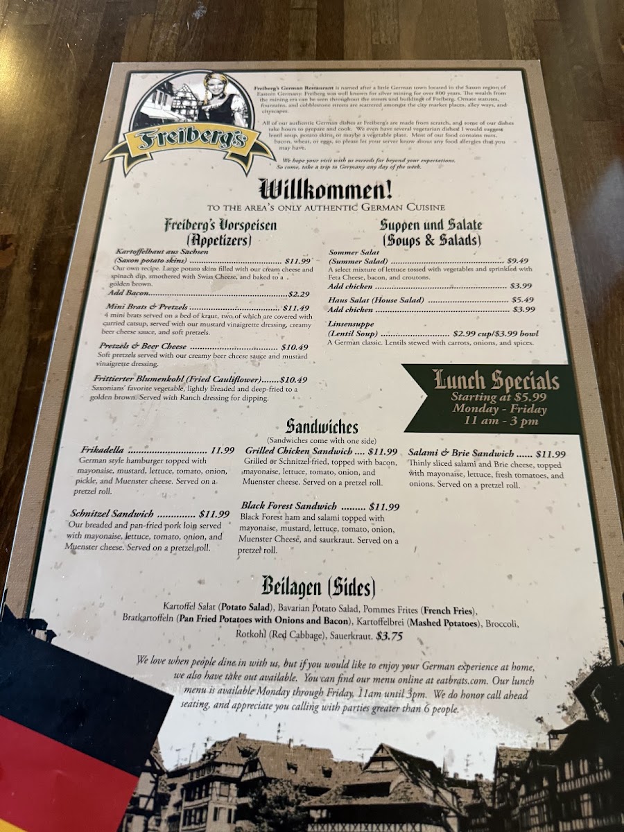 Freiberg's Biergarten Photo Menu 1