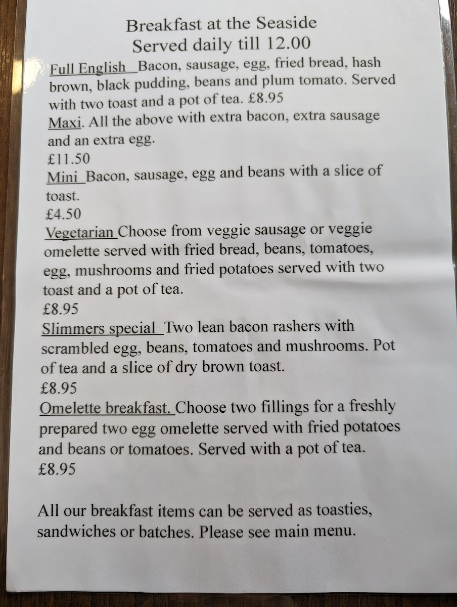 The Seaside Cafe Photo Menu 2