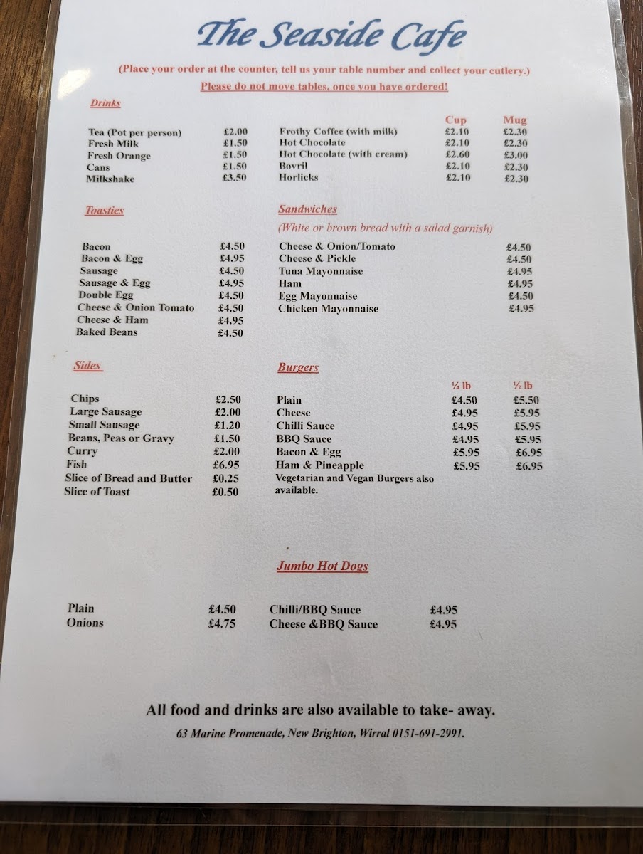 The Seaside Cafe Photo Menu 3