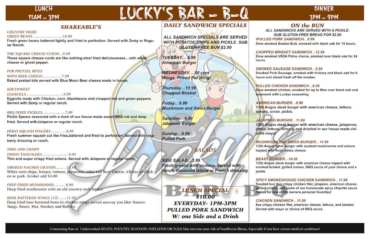 Lucky's Bar-B-Q Photo Menu 1