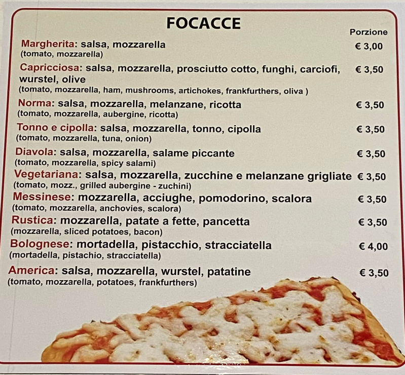 Amunì Focacceria Pizzeria Photo Menu 1