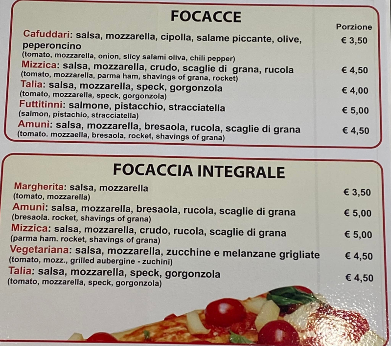 Amunì Focacceria Pizzeria Photo Menu 2