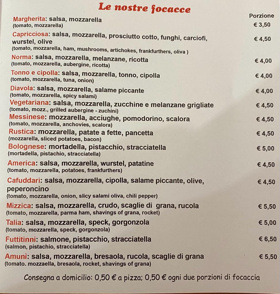 Amunì Focacceria Pizzeria Photo Menu 3