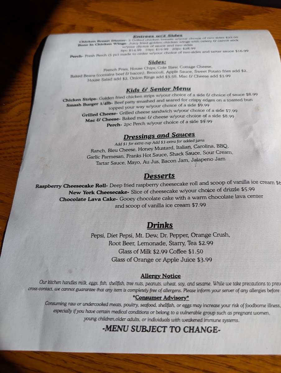 The Bucket Shack Photo Menu 6