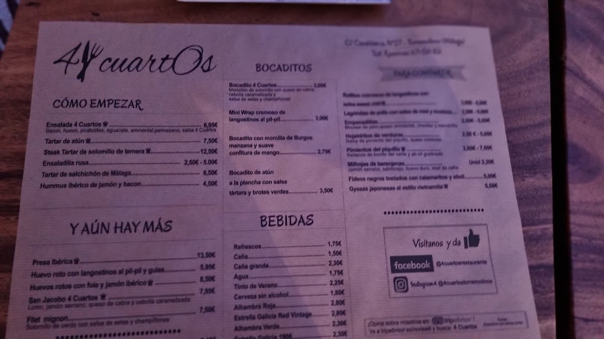 Restaurante 4 Cuartos Photo Menu 10