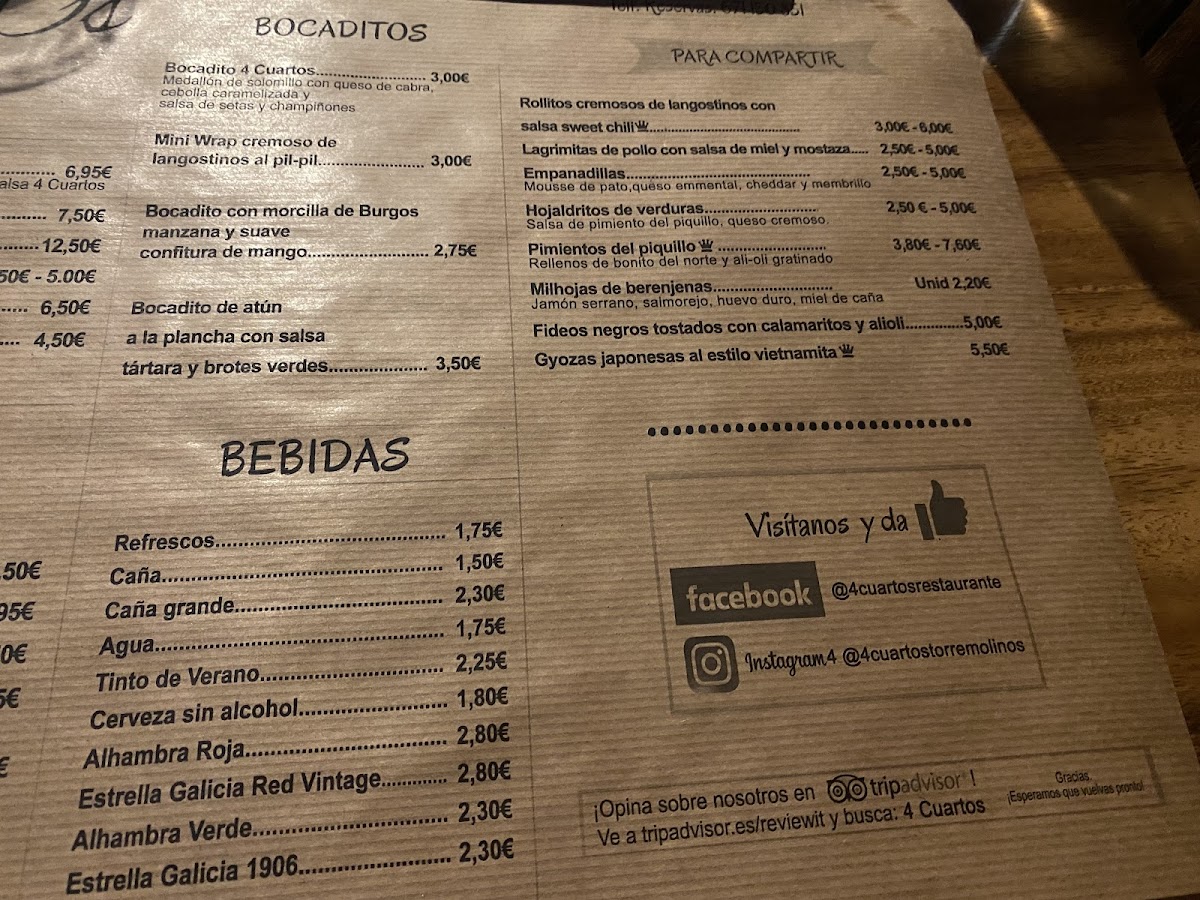 Restaurante 4 Cuartos Photo Menu 4