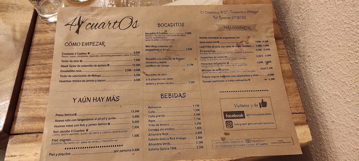 Restaurante 4 Cuartos Photo Menu 7