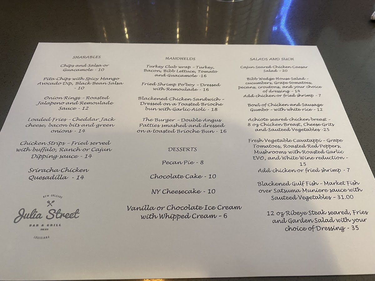Julia Street Bar & Grill Photo Menu 3