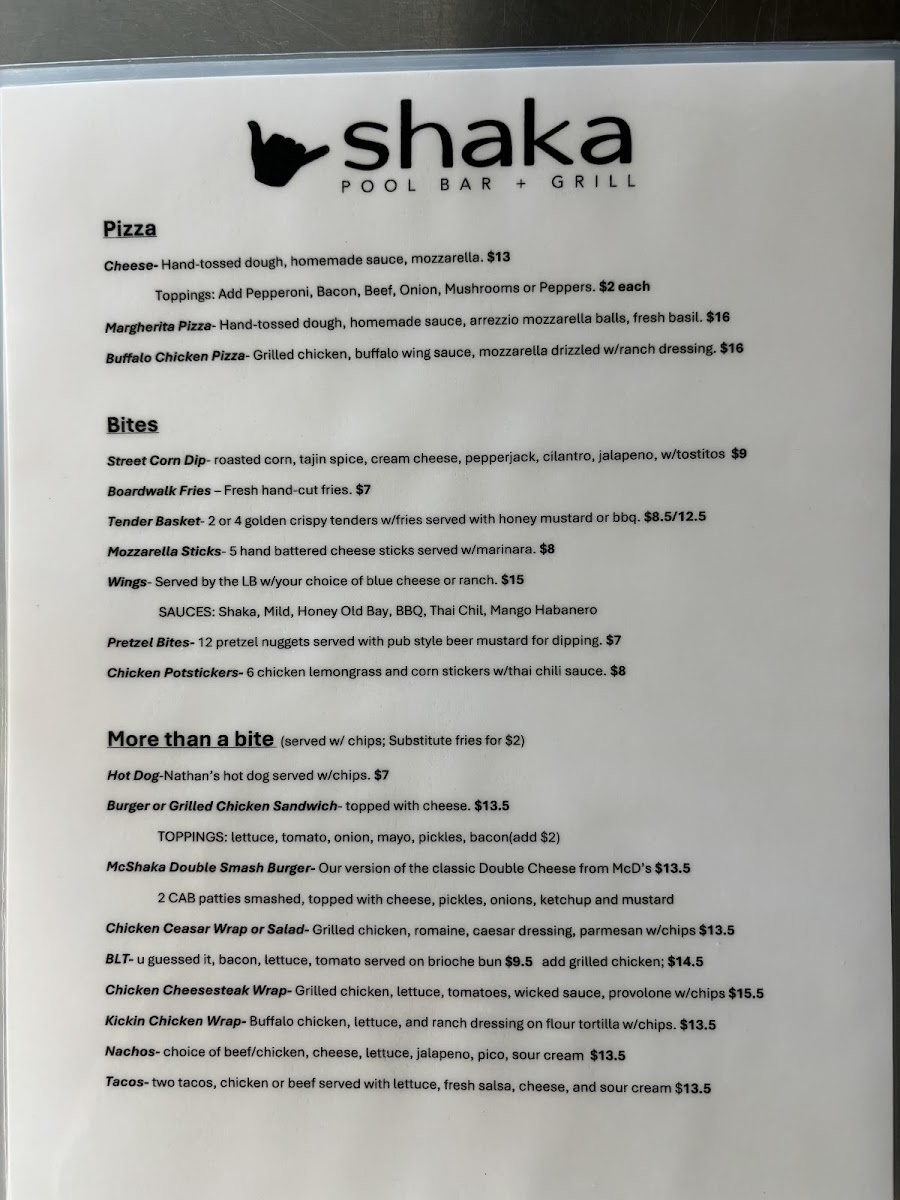 Shaka Pool Bar and Grill Photo Menu 4