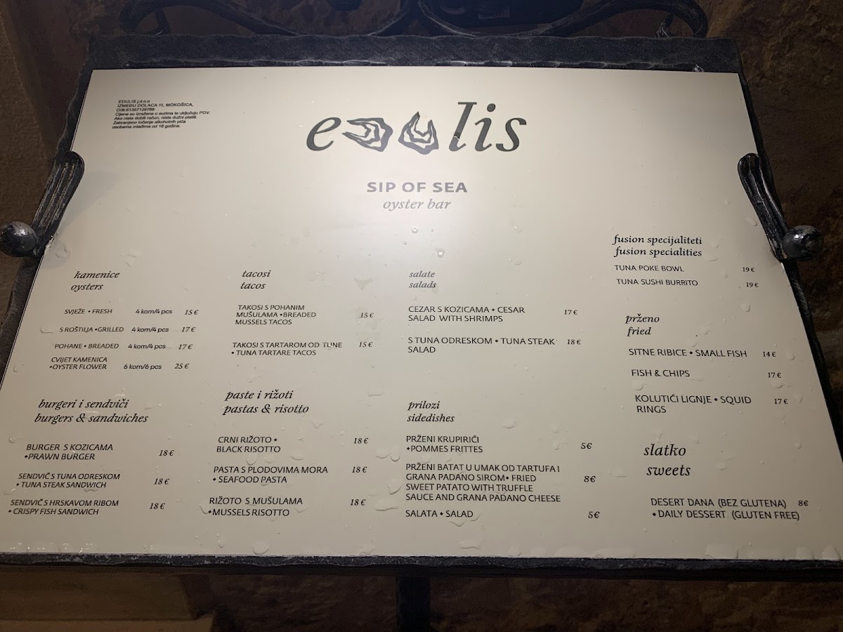 Edulis oyster bar Photo Menu 1