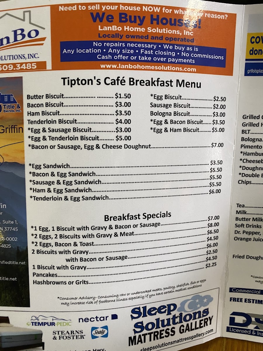 Tipton's Cafe Photo Menu 5