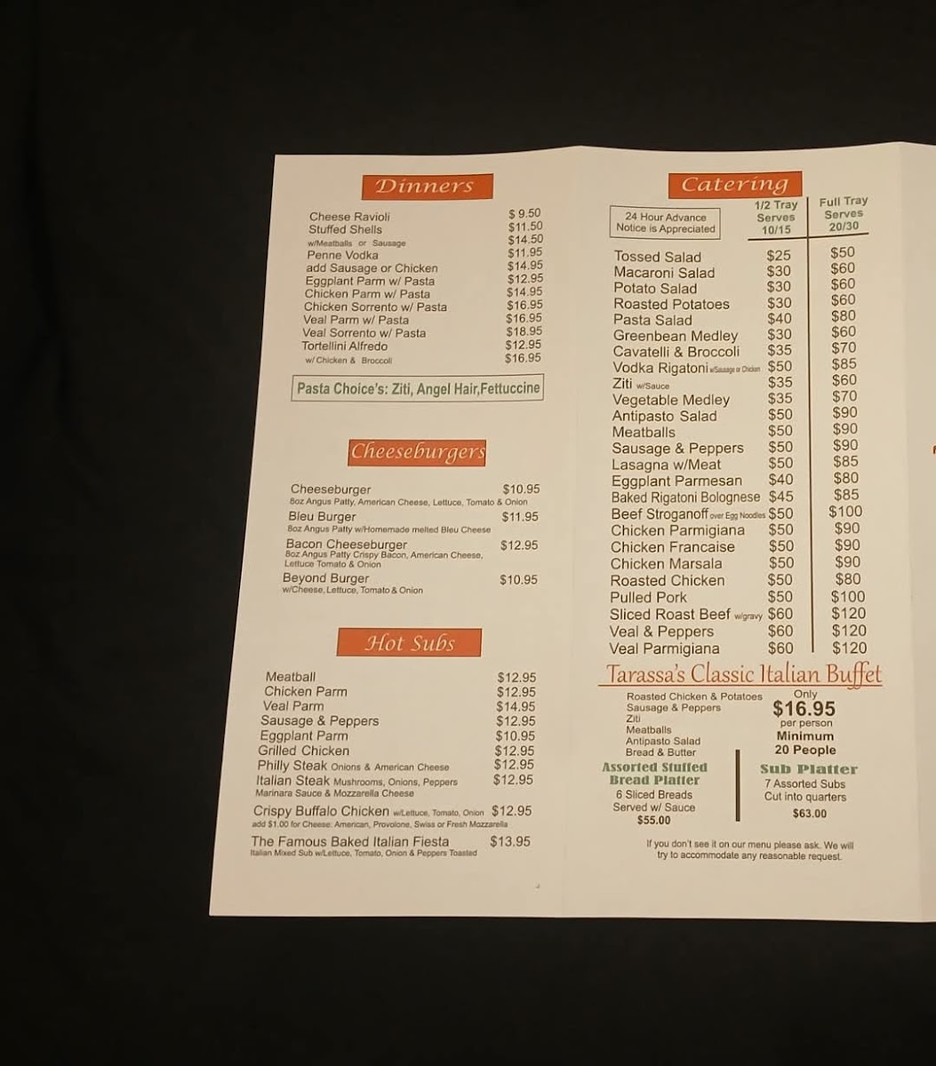 Tarassa's Italian American Cuisine Photo Menu 2