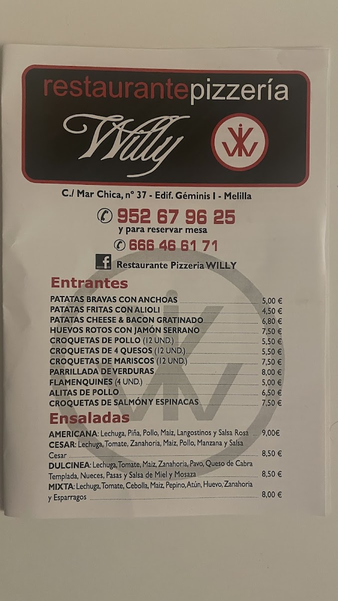 Pizzería Willy Photo Menu 1