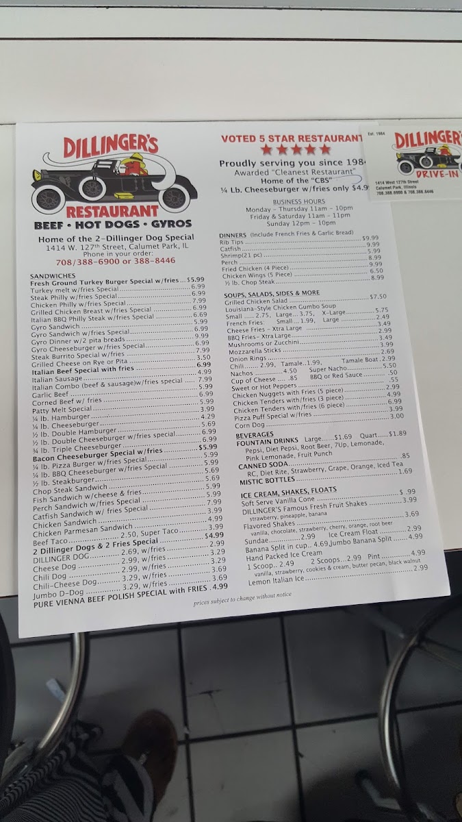 Dillingers Drive-In Inc Photo Menu 6