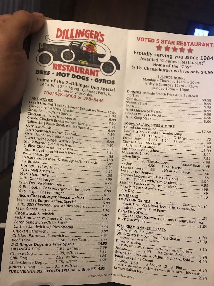 Dillingers Drive-In Inc Photo Menu 7