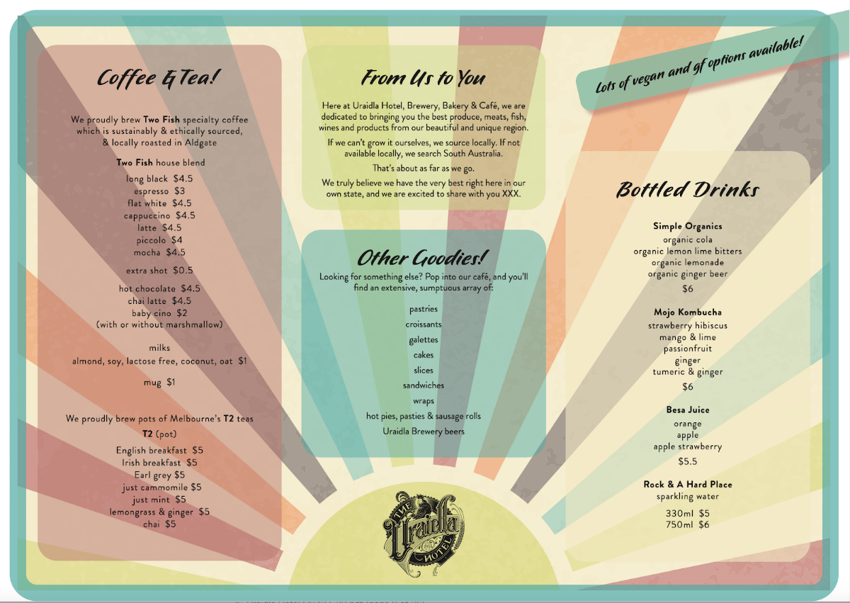 Uraidla Republic Cafe, Bakery & Brewery Photo Menu 1