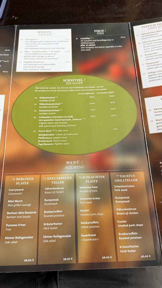 FAUSTUS SCHNITZELHAUS Photo Menu 5