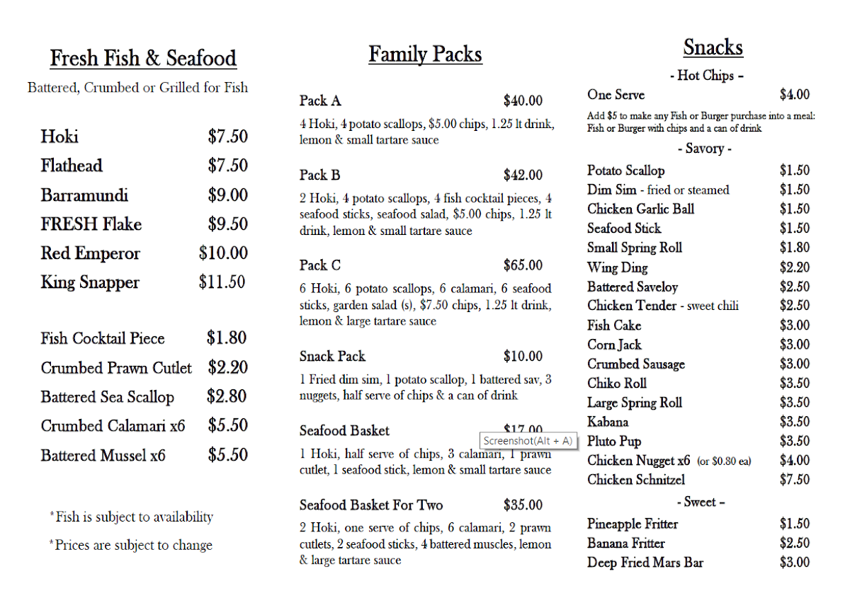 Studio Village Takeaway Photo Menu 2