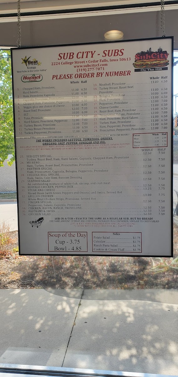 Sub City Photo Menu 1