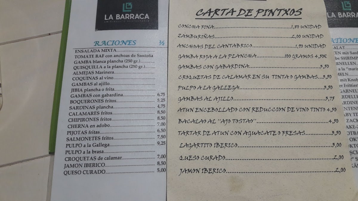 Restaurante-Chiringuito LA BARRACA Photo Menu 5
