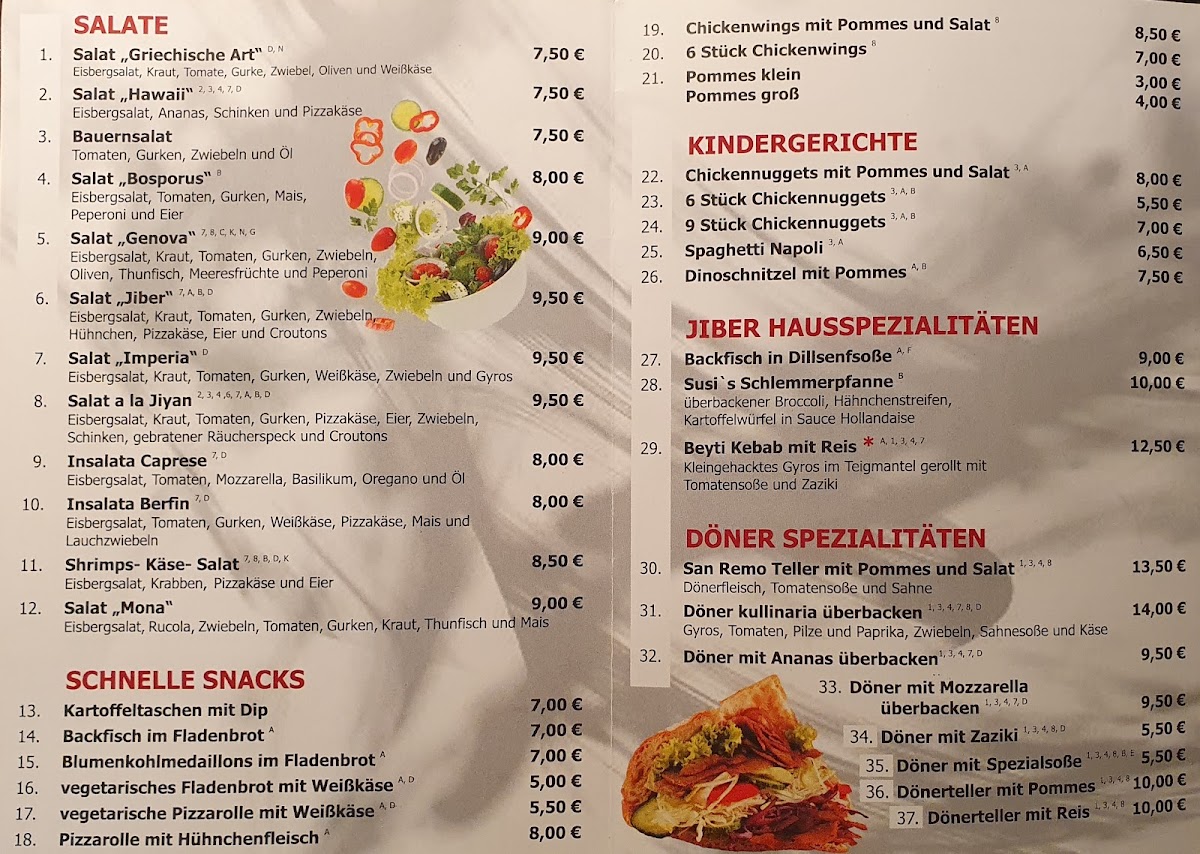 Pizza & Grillhaus Jiber - Sinan Kart Photo Menu 1