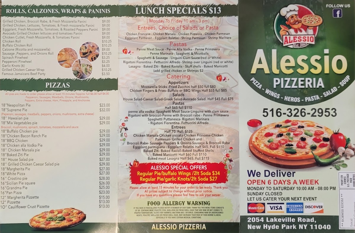 Alessio Pizzeria Photo Menu 1