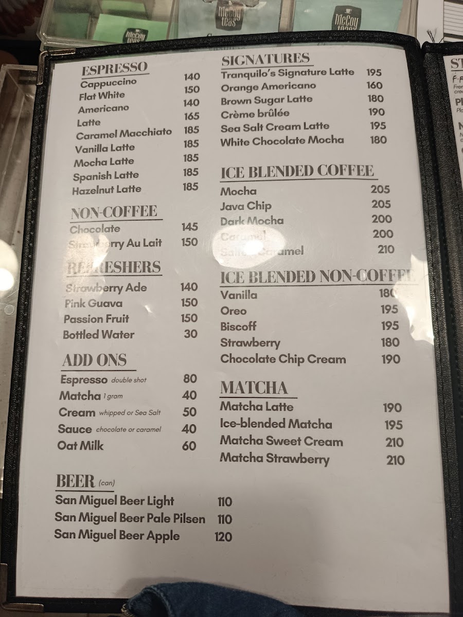 Tranquilo Coffee Photo Menu 3