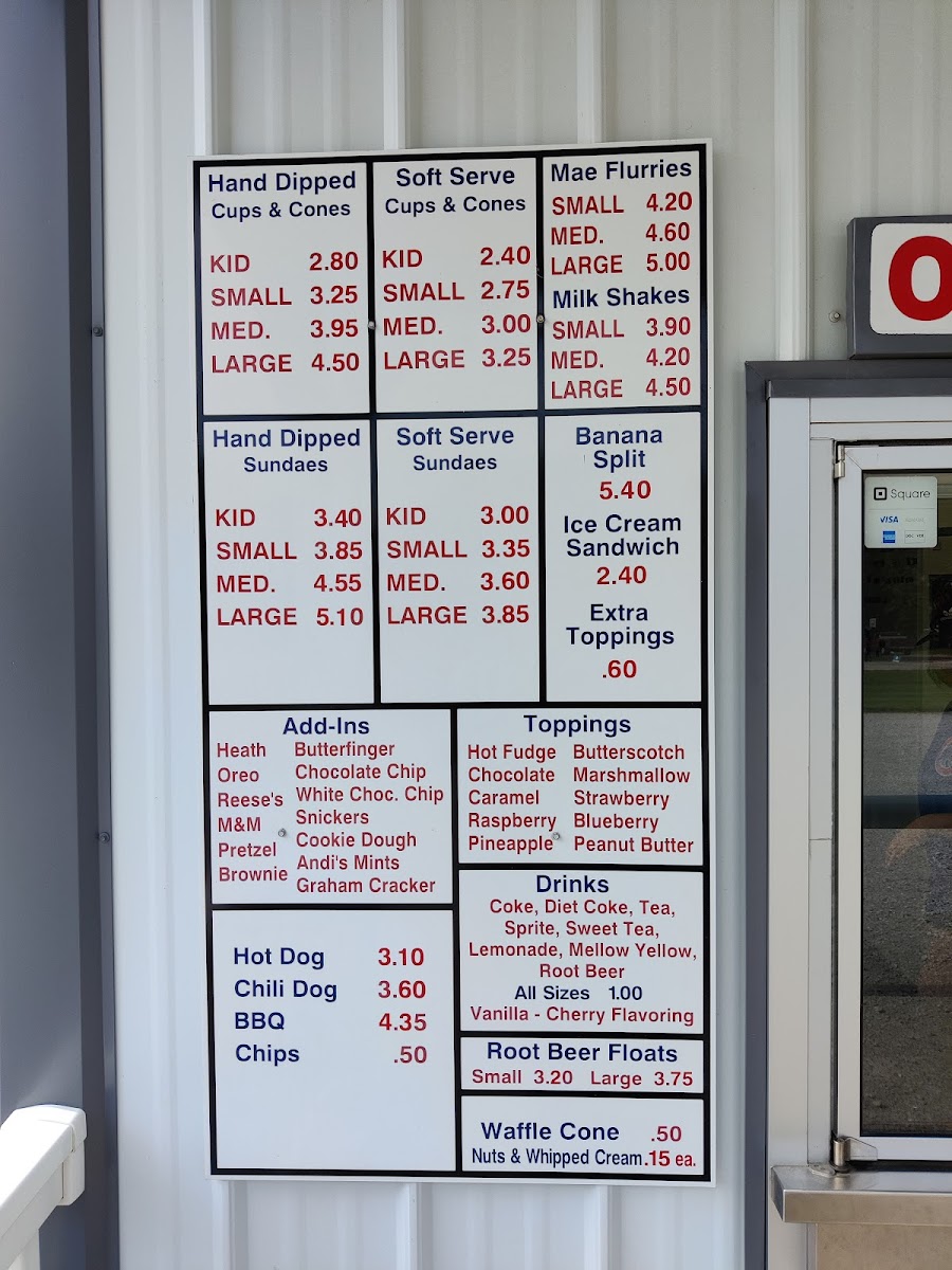 Andi Mae's Ice Cream Shoppe Photo Menu 1