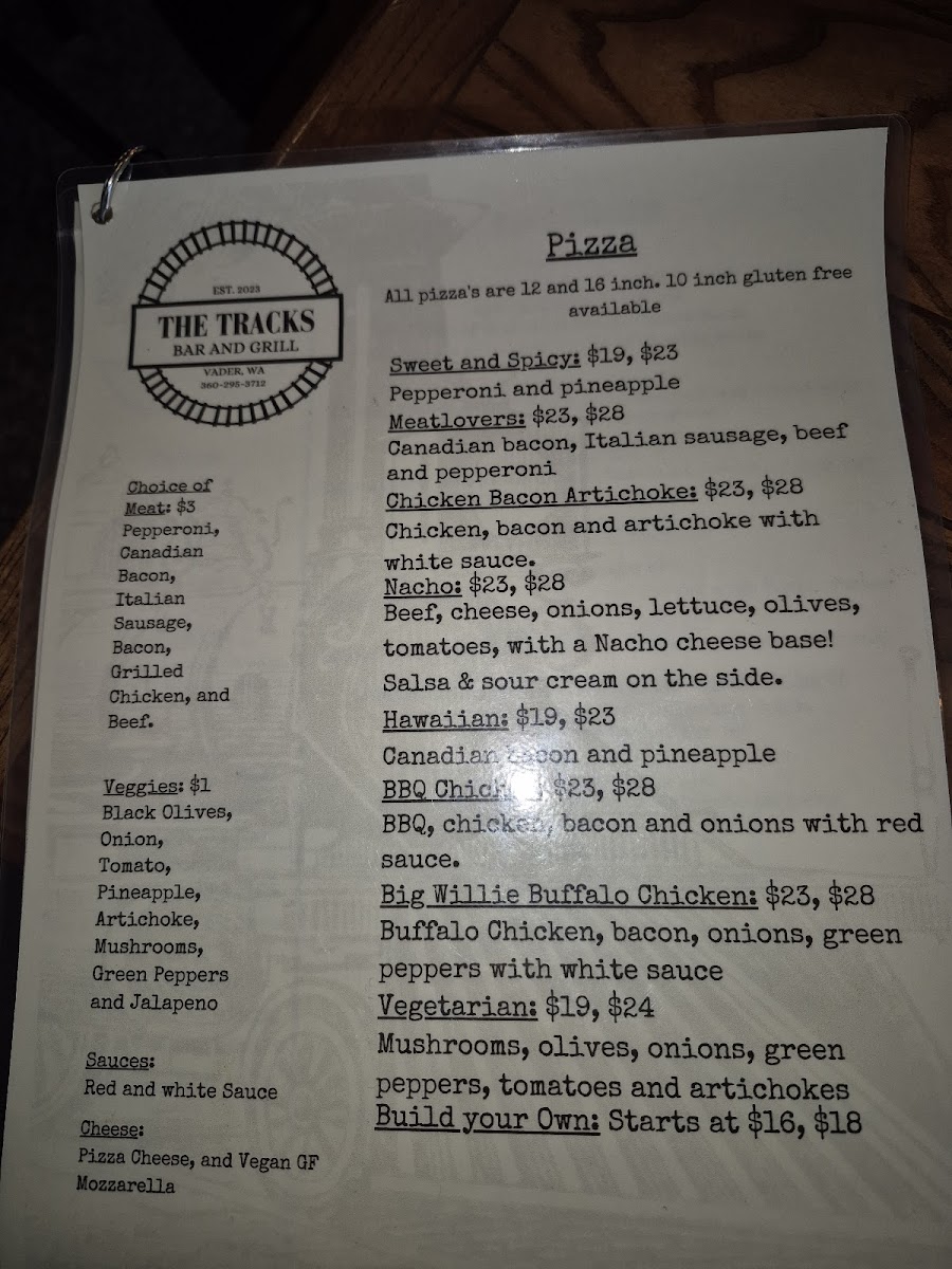 The Tracks Bar & Grill Photo Menu 2