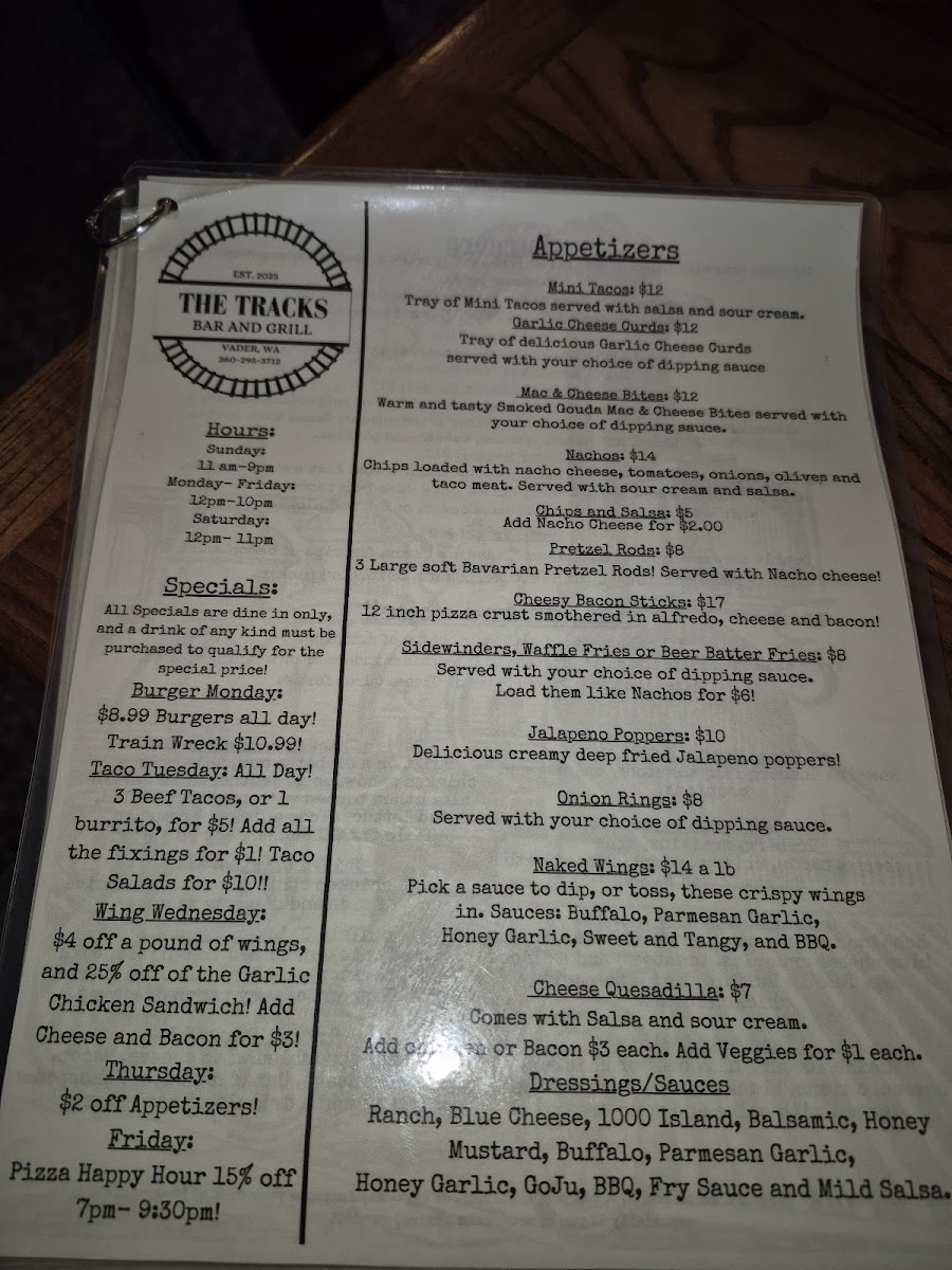 The Tracks Bar & Grill Photo Menu 4