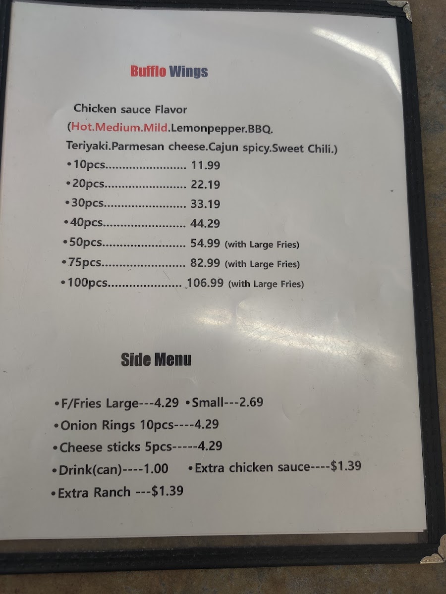 Shady Grove Wings (Sunrise Buffalo wing & Deli) Photo Menu 1