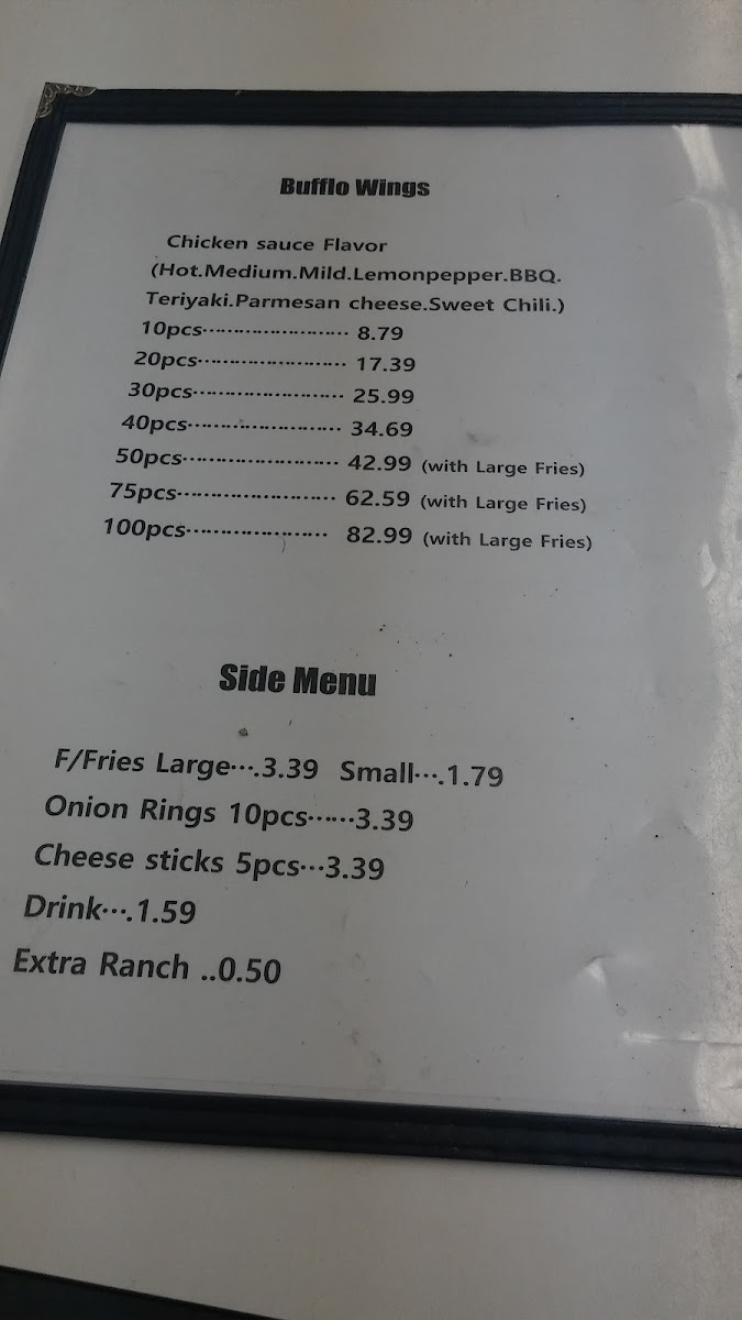Shady Grove Wings (Sunrise Buffalo wing & Deli) Photo Menu 3