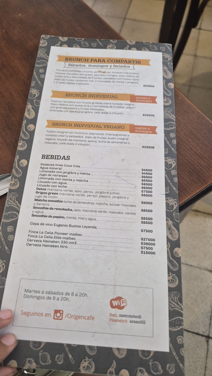 Origen Café Photo Menu 2