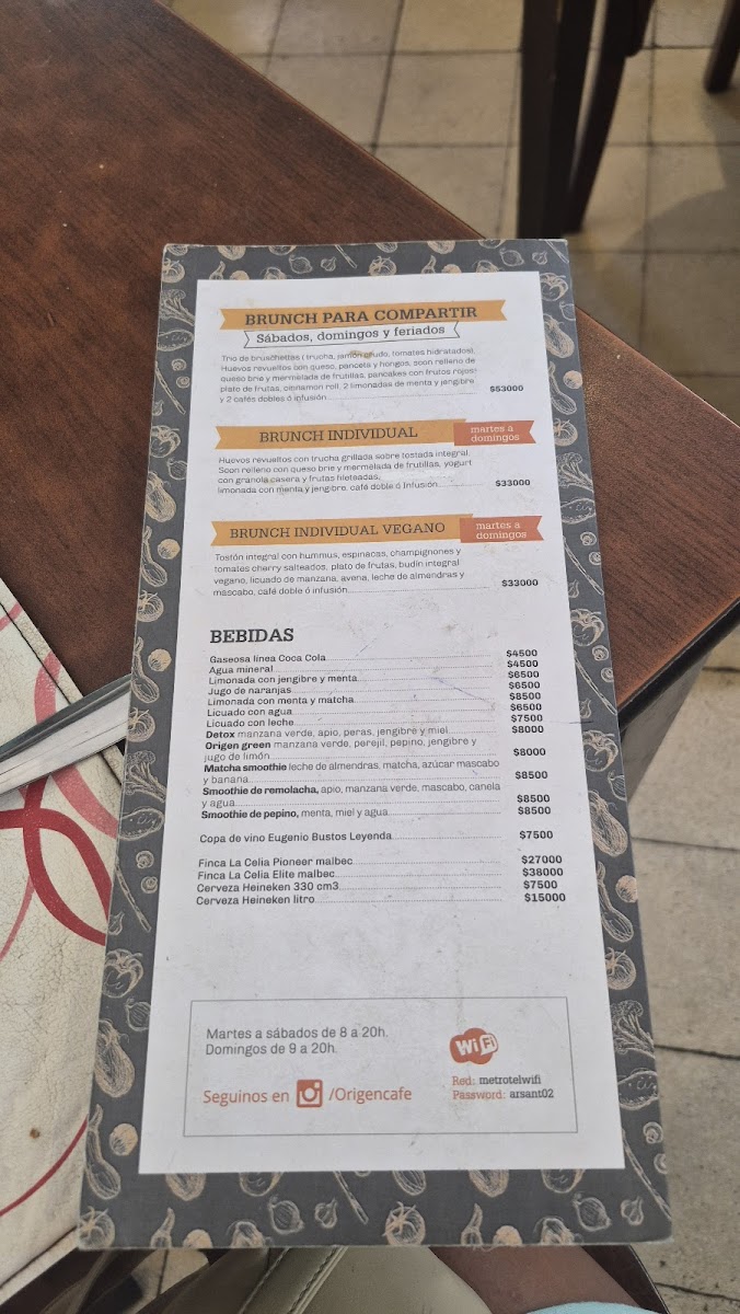 Origen Café Photo Menu 3