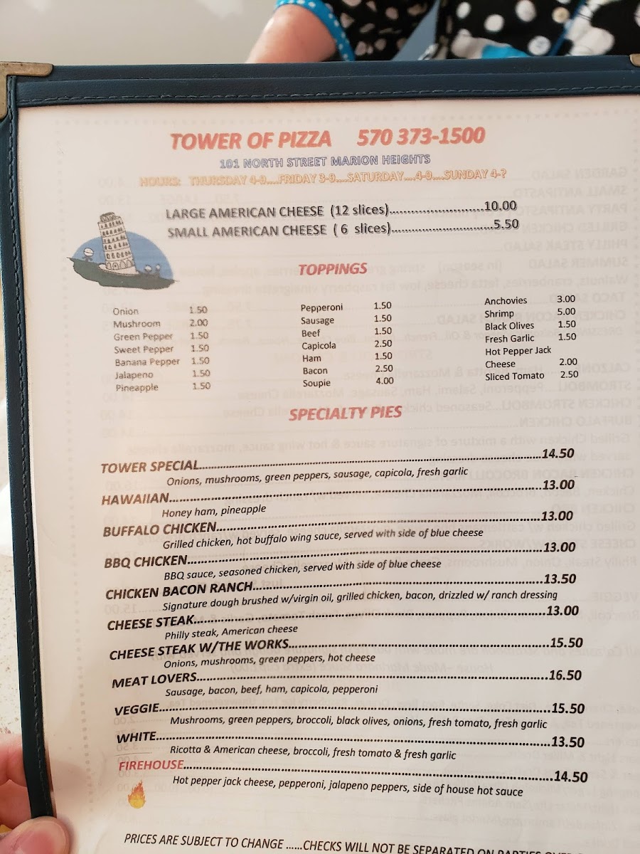 Tower of Pizza Photo Menu 1