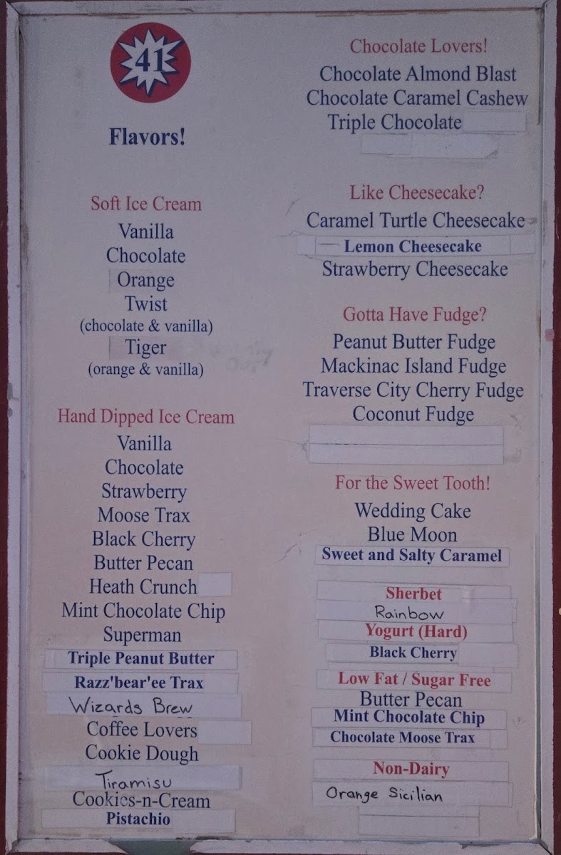 Cascades Ice Cream Co Photo Menu 1