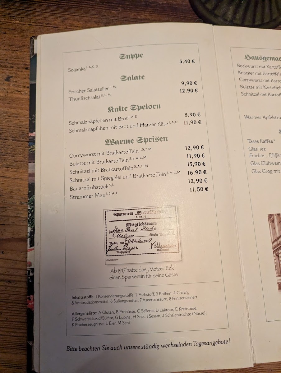 Metzer Eck Photo Menu 1