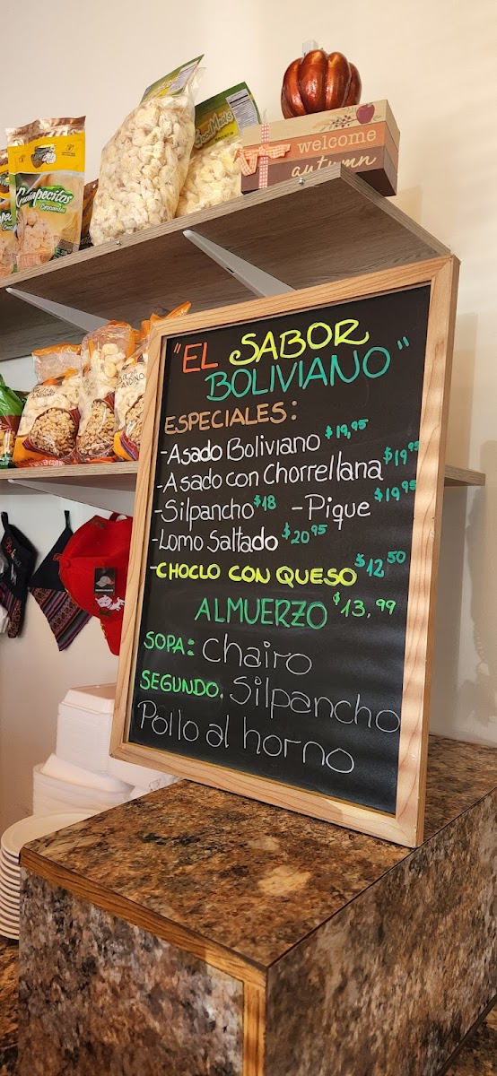 The Bolivian Sabor Photo Menu 2