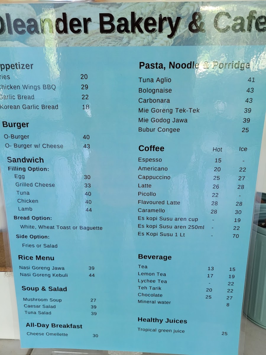 Oleander Bakery Cafe BSD Photo Menu 6