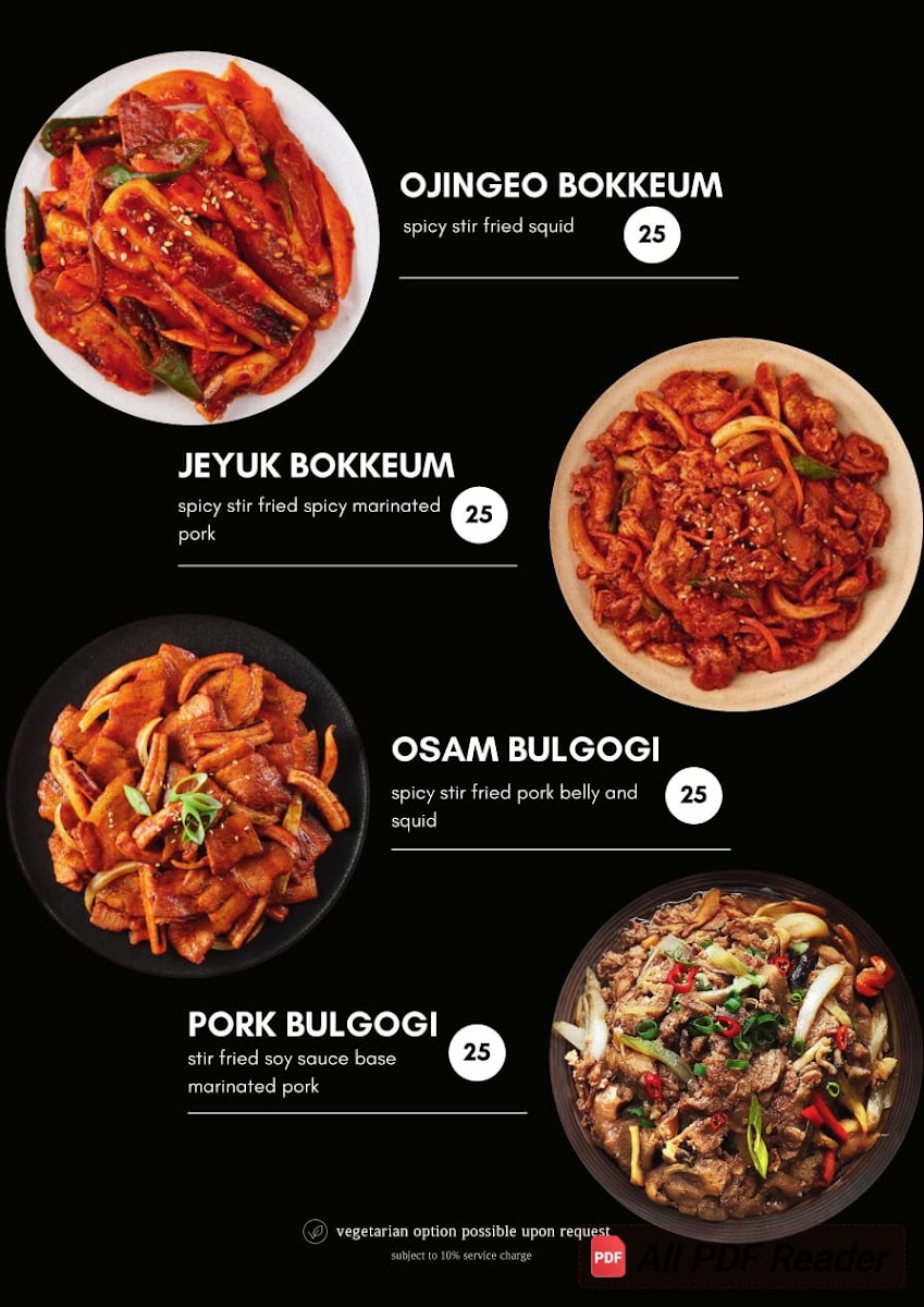 Oneul Korean Restaurant Photo Menu 3