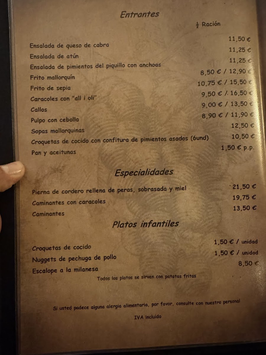 Restaurant Celler Can Lau Photo Menu 1