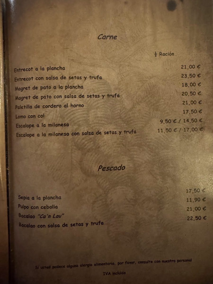 Restaurant Celler Can Lau Photo Menu 2